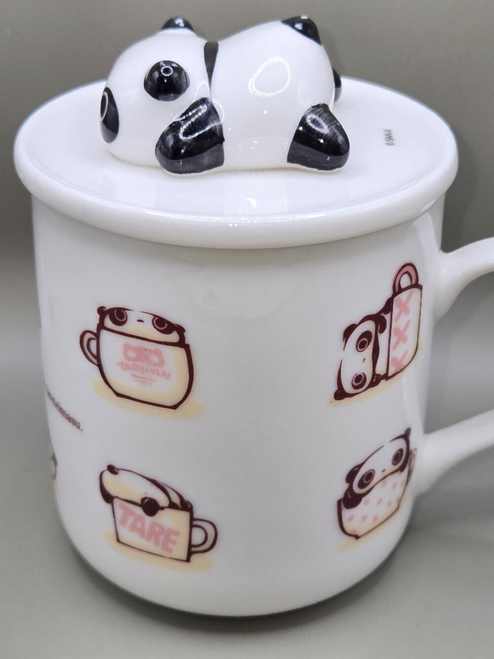 San-X Tarepanda Panda Ceramic Mug w/Lid Vintage Kawii Japan Cup RARE
